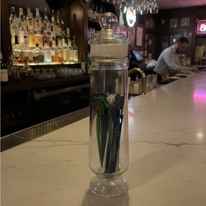 Clear Glass Apothecary Jar with Lid vintage stir sticks included